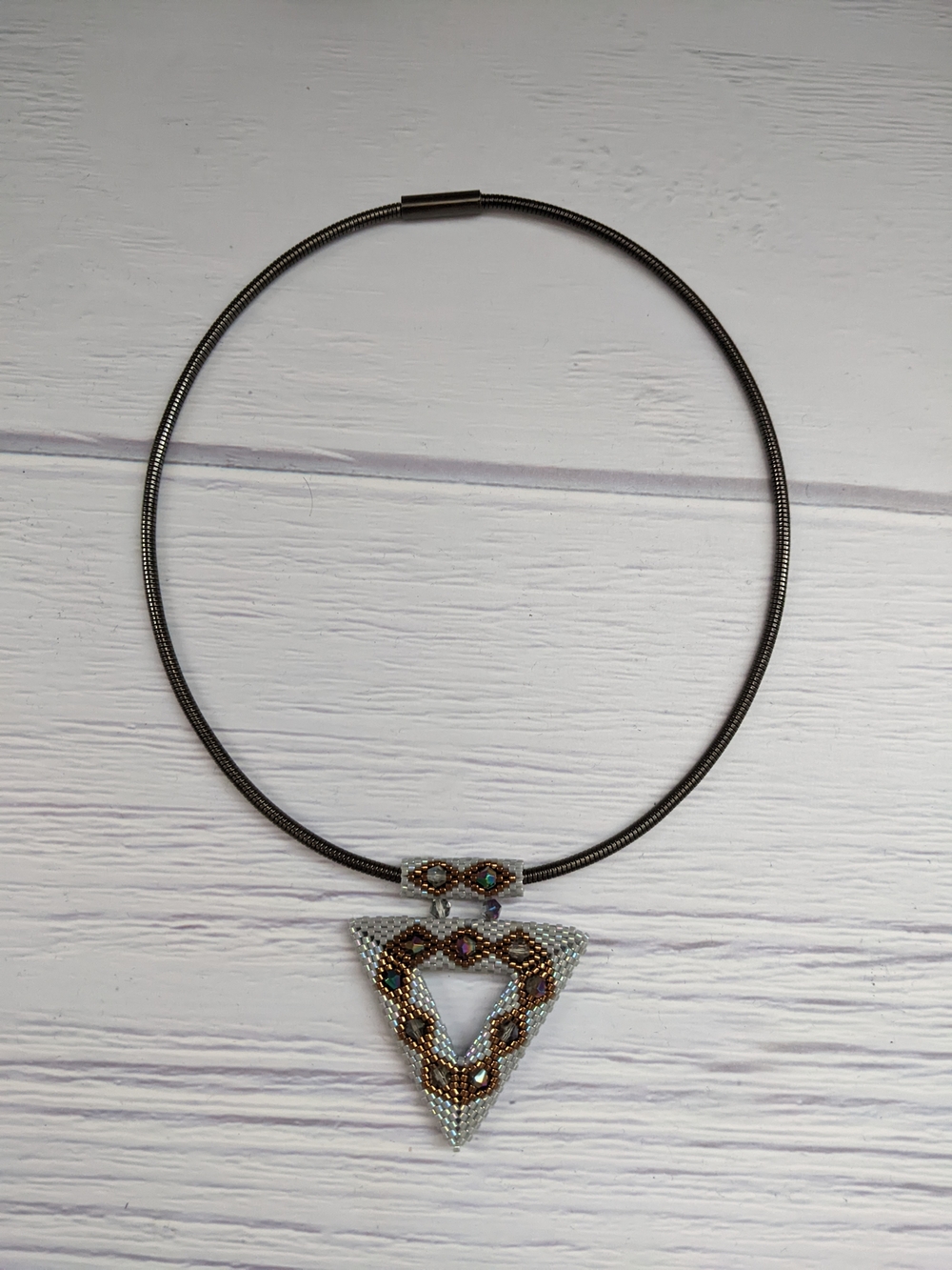 Beaded Triangle Pendant Necklace